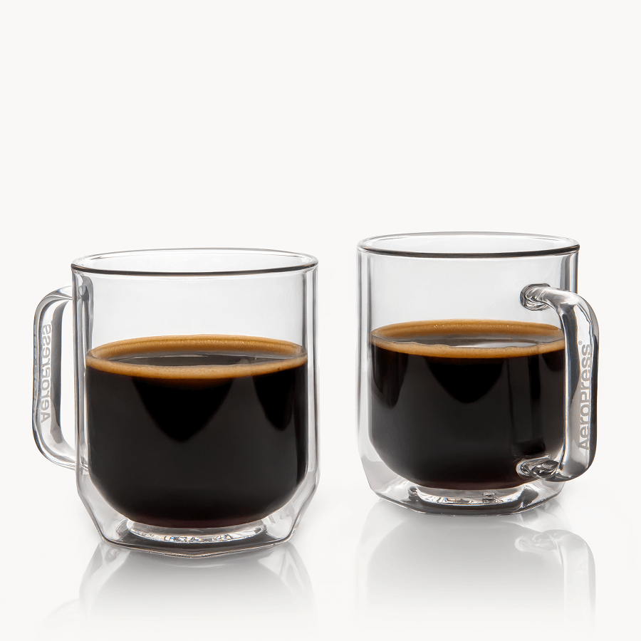 AeroPress Double Wall Glass Coffee Mug - 2 Pack - Coffee Serving Accessory for Daily Use