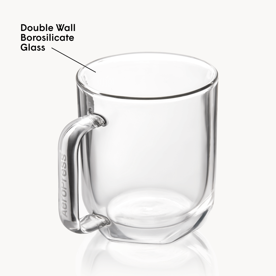 AeroPress Double Wall Glass Coffee Mug - 2 Pack - Coffee Serving Accessory for Daily Use
