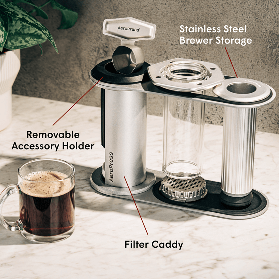 AeroPress Organizer Stand - Stainless Steel - Coffee Gear Organizer for Home Counters