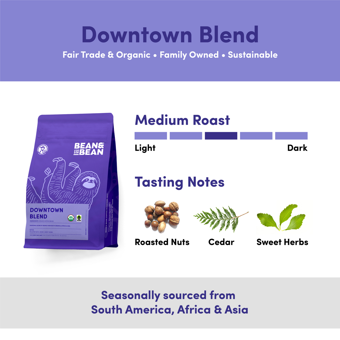 Downtown Blend Organic & Fair Trade - Roasted Coffee for Flexible Brew Methods